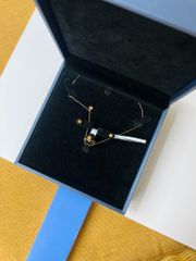 Hoa tai vàng 10K mặt đá Citrine sz 5X3.3 HRBD-002