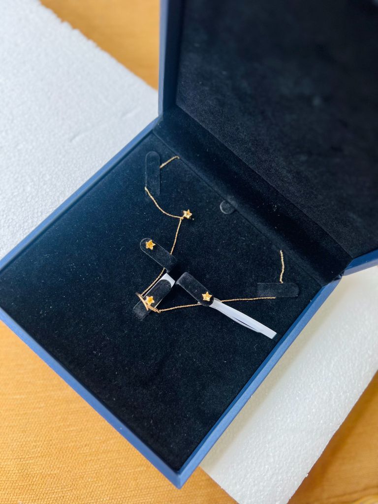 Hoa tai vàng 10K mặt đá Citrine sz 5X3.3 HRBD-002