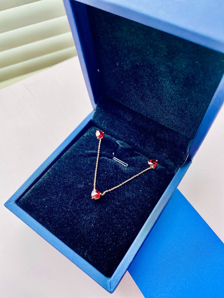 Vòng cổ vàng 10K mặt đá Garnet sz 5x3.5 HRBD-008