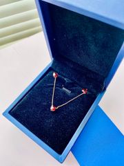 Vòng cổ vàng 10K mặt đá Garnet sz 5x3.5 HRBD-008