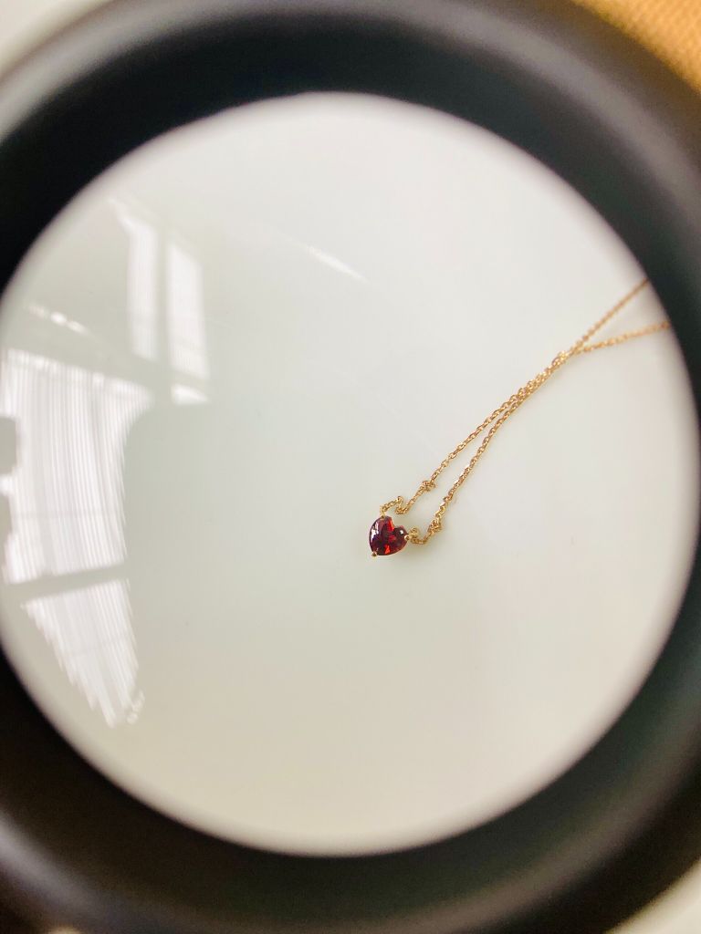 Vòng cổ vàng 10K mặt đá Garnet sz 5x3.5 HRBD-008