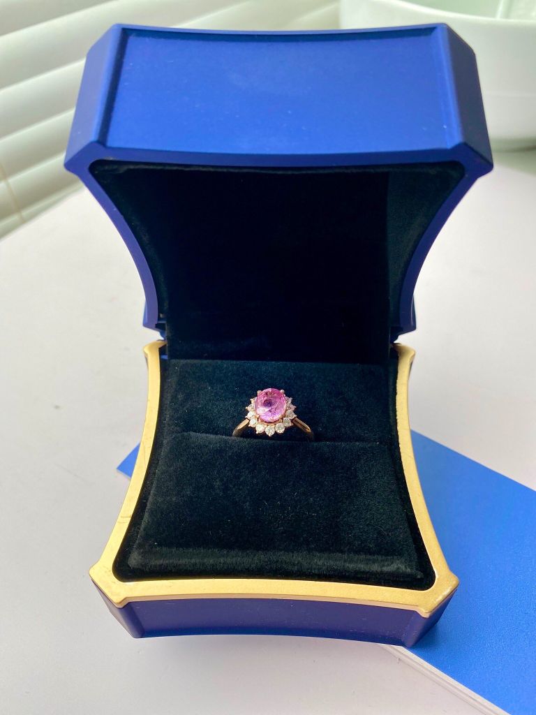 Nhẫn vàng hồng 18K Spinel đá Moi sz 8 CNN-001