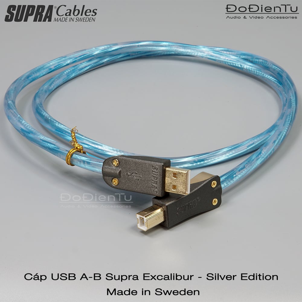 Supra USB 2.0 A-B Cable – 0.7m High-Speed Data Transfer, Gold Plated Connectors