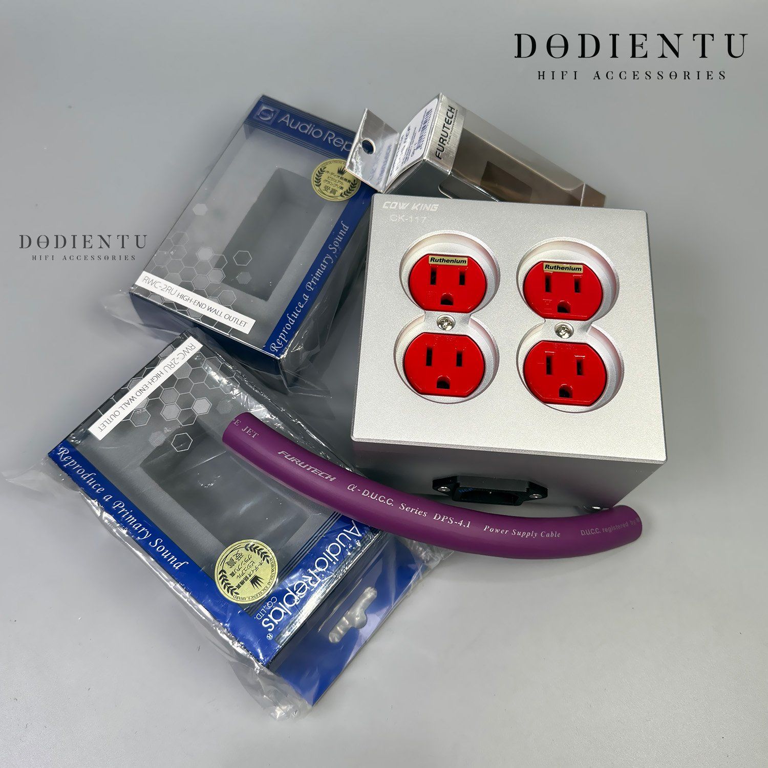 Ổ điện nhôm 4 lỗ D.I.Y phụ kiện Audio Replas Furutech