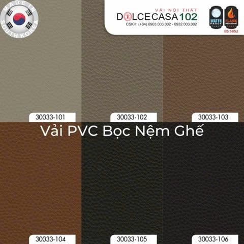  30033 vải PVC bọc nệm ghế TRAVEL 6 màu copyright 2019 