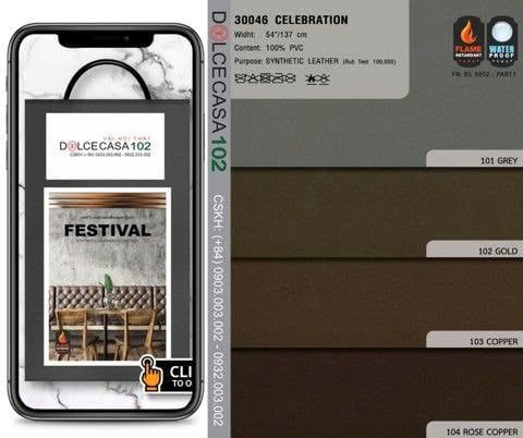  30046 vải PVC bọc nệm ghế CELEBRATION 3 màu copyright 2021 