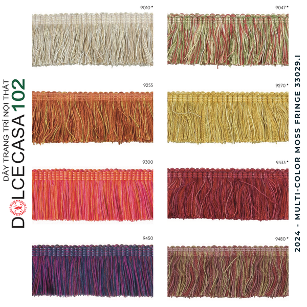  MOSS FRINGES 2024 dây viền tua rua 33029 đa sắc có sẵn tại nhà máy 