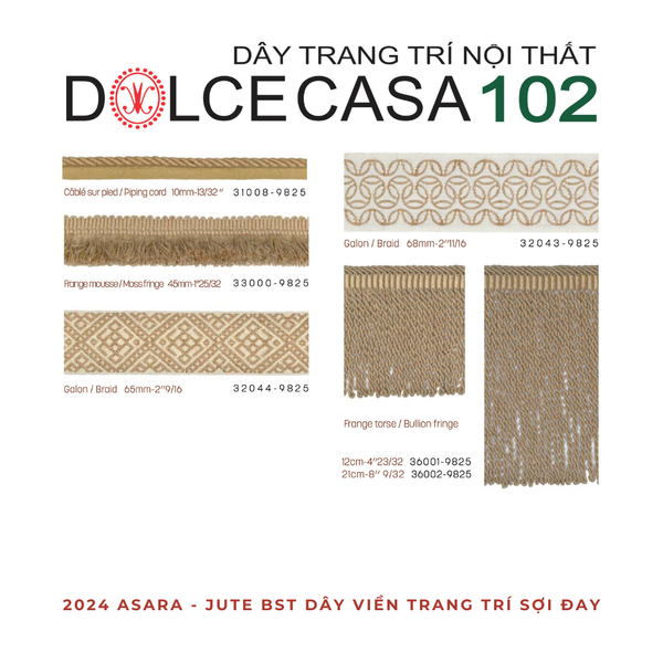  ASARA Jute 2024 đồ trang trí sợi đay có sẵn tại kho nhà SX 