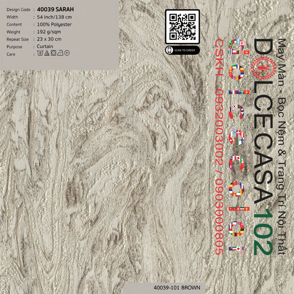 40039-101 SARAH vải may rèm Nitas Thái Lan 2023 138cm