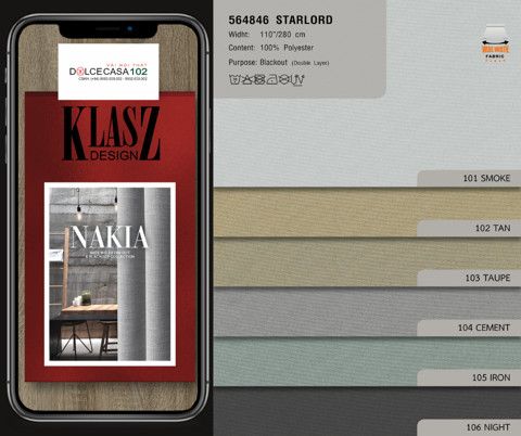  564846 vải chắn sáng lớp đôi STARLORD 6 màu copyright 2021 