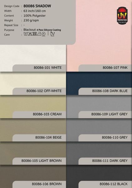  80086 vải chắn sáng cán phủ 4 lớp SHADOW 12 màu copyright 2024 