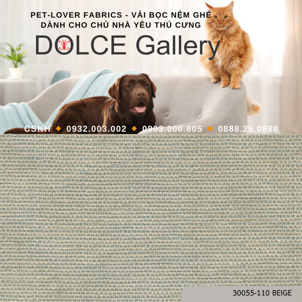  Pet-Lover Fabrics BEIGE vải bọc nệm ghế cho nhà có thú cưng 