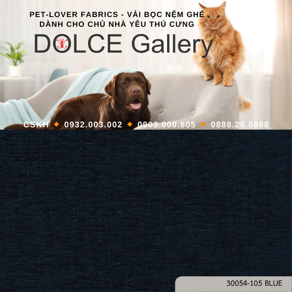  Pet-Lover Fabrics BLUE vải bọc nệm ghế cho nhà có thú cưng 