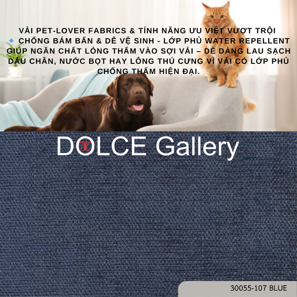  Pet-Lover Fabrics BLUE vải bọc nệm ghế cho nhà có thú cưng 