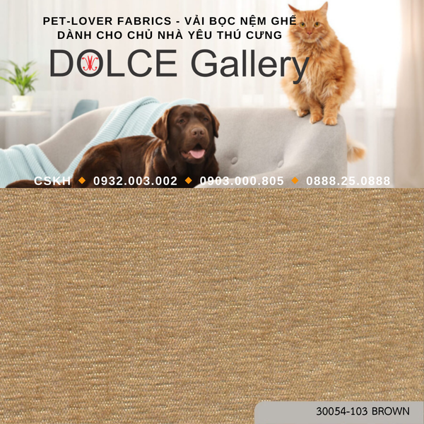  Pet-Lover Fabrics BROWN vải bọc nệm ghế cho nhà có thú cưng 