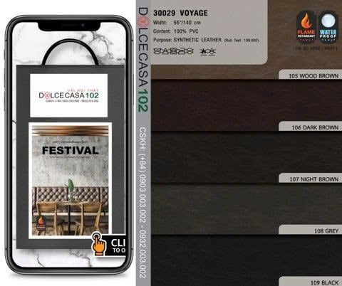  30029 vải PVC bọc nệm ghế VOYAGE 9 màu copyright 2019 