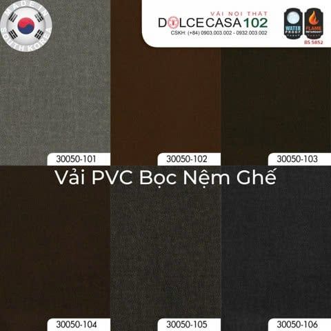  30050 vải PVC bọc nệm ghế VACATION 6 màu copyright 2021 