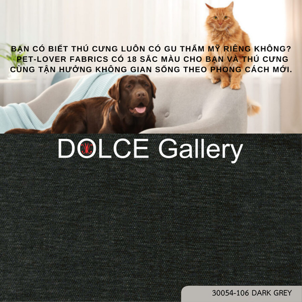  Pet-Lover Fabrics GREY vải bọc nệm ghế cho nhà có thú cưng 