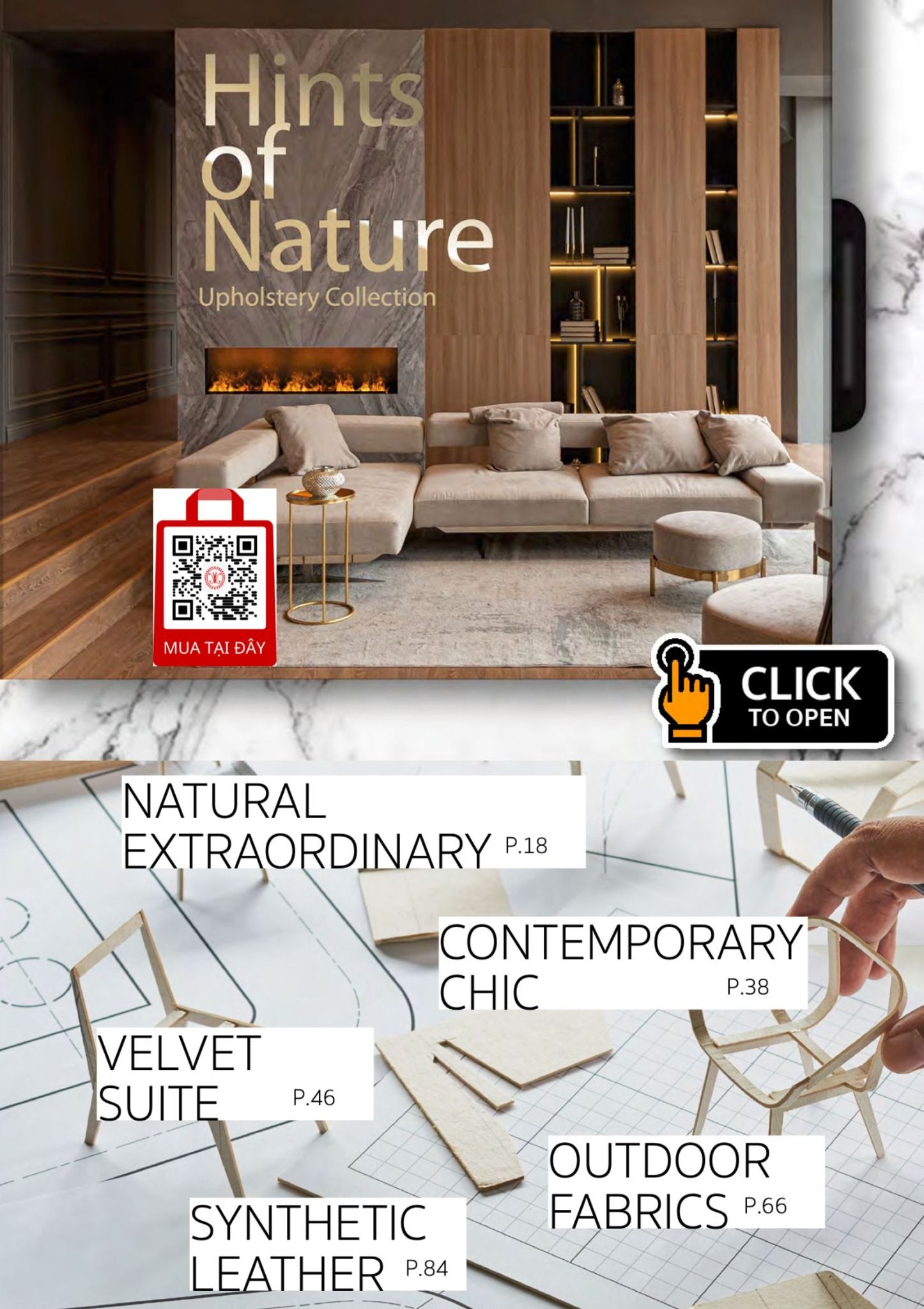  Vải Bọc Nệm Ghế 2024 Hints of Nature - CONTEMPORARY CHIC 