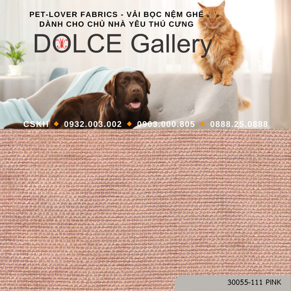  Pet-Lover Fabrics PINK vải bọc nệm ghế cho nhà có thú cưng 