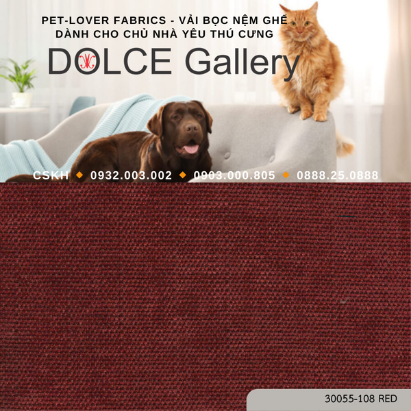  Pet-Lover Fabrics RED vải bọc nệm ghế cho nhà có thú cưng 