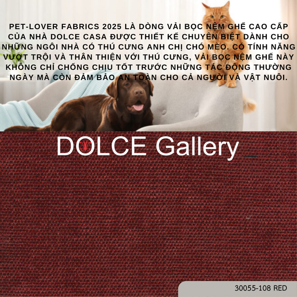  Pet-Lover Fabrics RED vải bọc nệm ghế cho nhà có thú cưng 