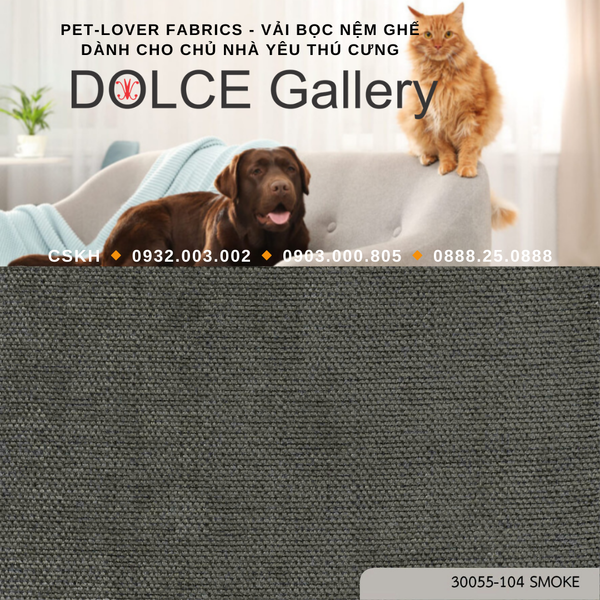  Pet-Lover Fabrics SMOKE vải bọc nệm ghế cho nhà có thú cưng 