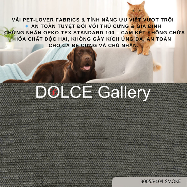  Pet-Lover Fabrics SMOKE vải bọc nệm ghế cho nhà có thú cưng 