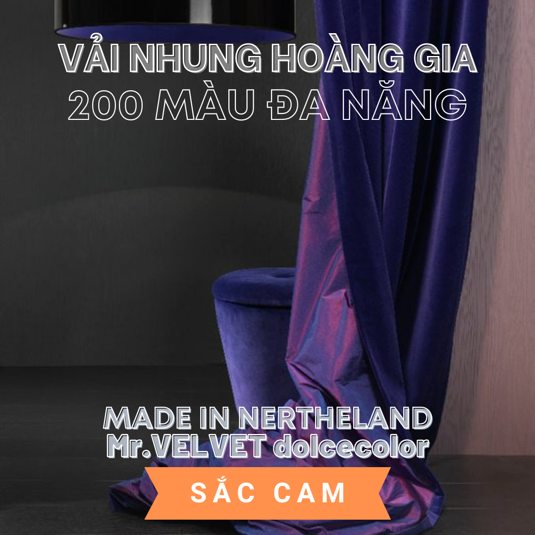  VẢI NHUNG HOÀNG GIA ĐA NĂNG 616037 SẮC CAM có sẵn tại DOLCE Gallery 