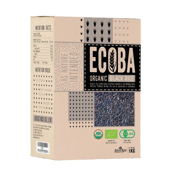 Gạo lứt đen huyền mễ hữu cơ Ecoba - Hộp 1KG (I0001560)