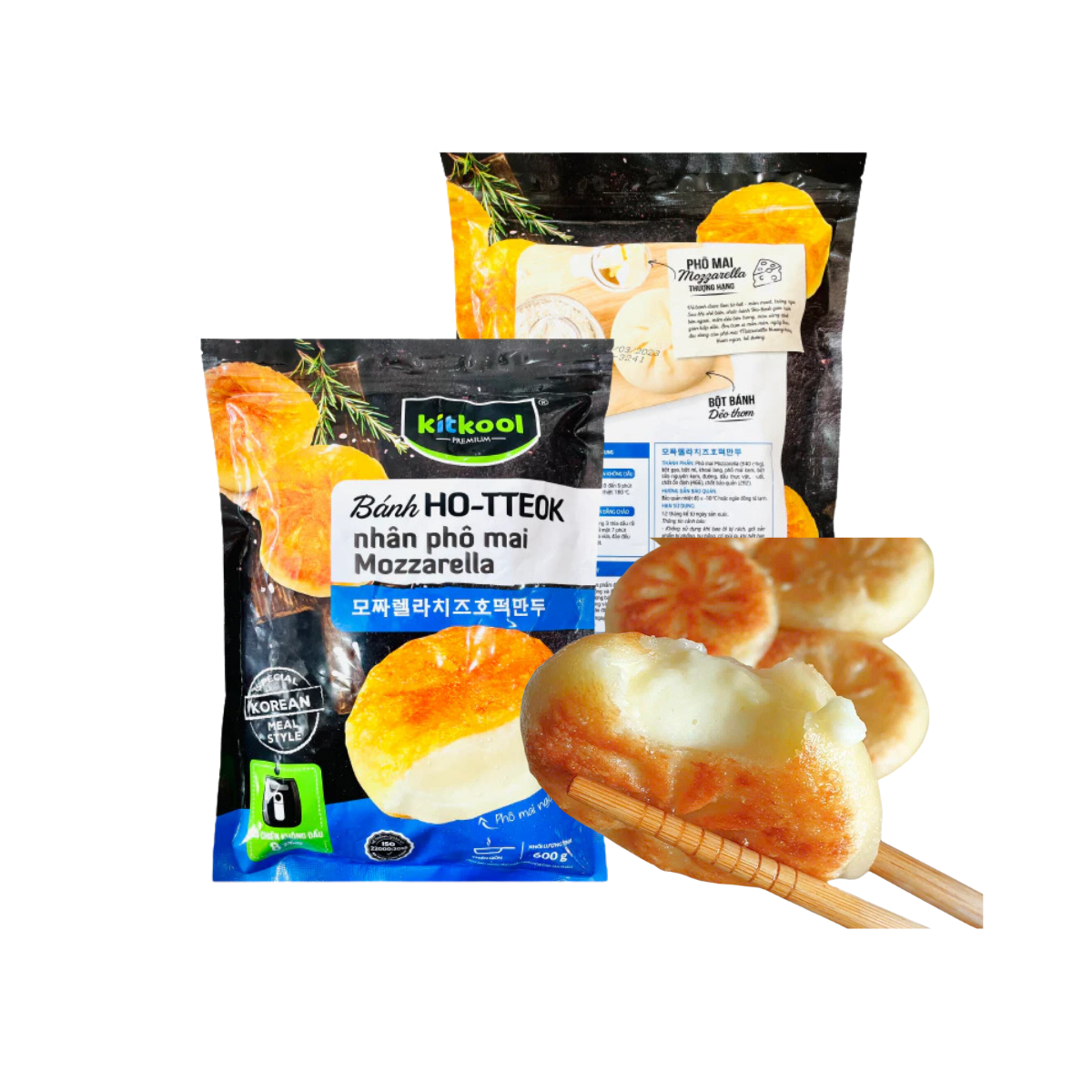  [Đông lạnh] Bánh Hotteok nhân phô mai Kitkool 600G (I0016409) 