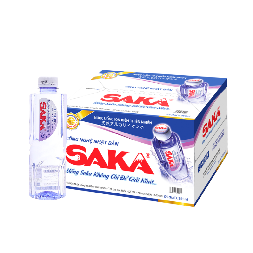  Nước uống Ion kiềm thiên nhiên Saka chai 355 ml 