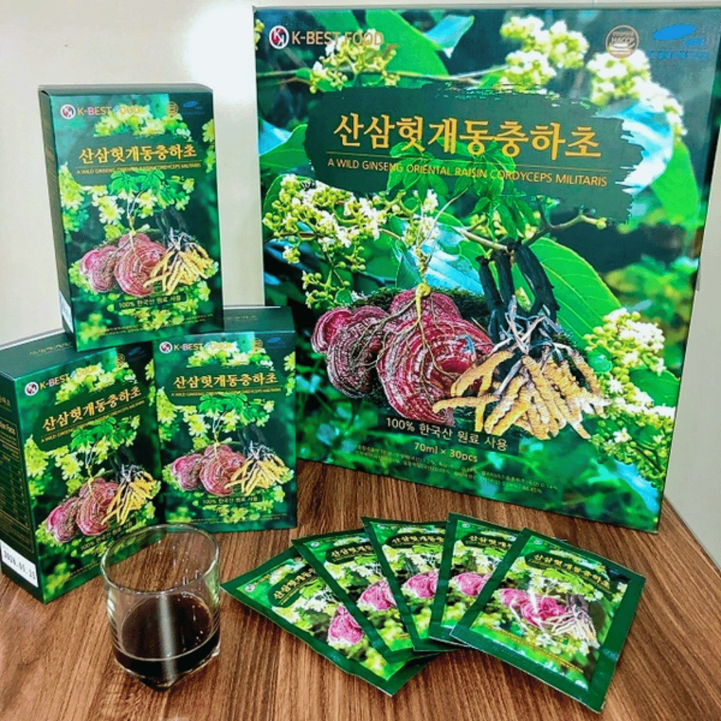  Nước uống Sâm Núi - Đông Trùng Hạ Thảo K- Best Food bổ Gan, giải Rượu hộp 2100 ml (30 gói x 70 ml) 