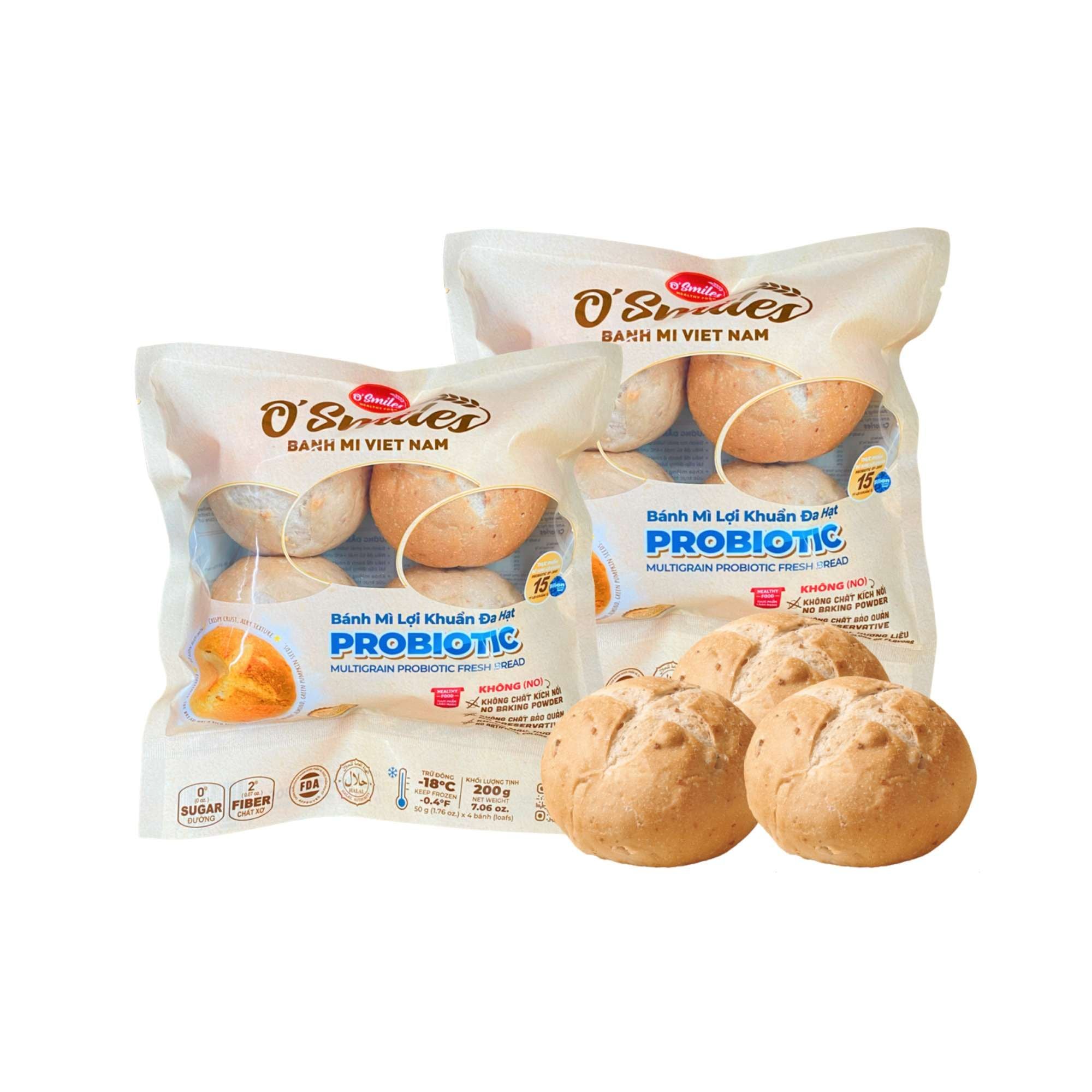  [Đông lạnh] Bánh mì lợi khuẩn đa hạt Probiotic O' Smile 200 g 