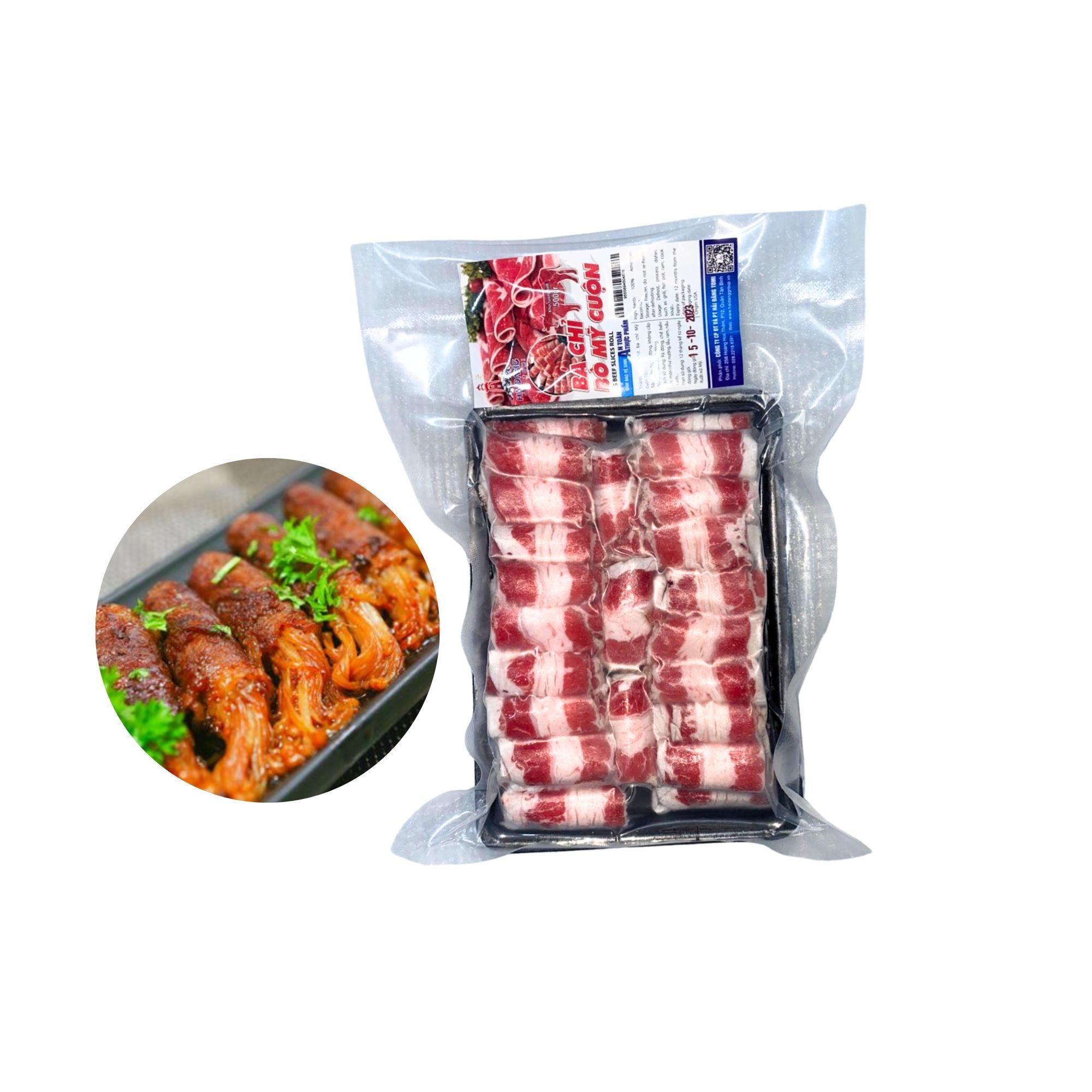  [Đông lạnh] Ba chỉ bò cuộn Okini 500G 