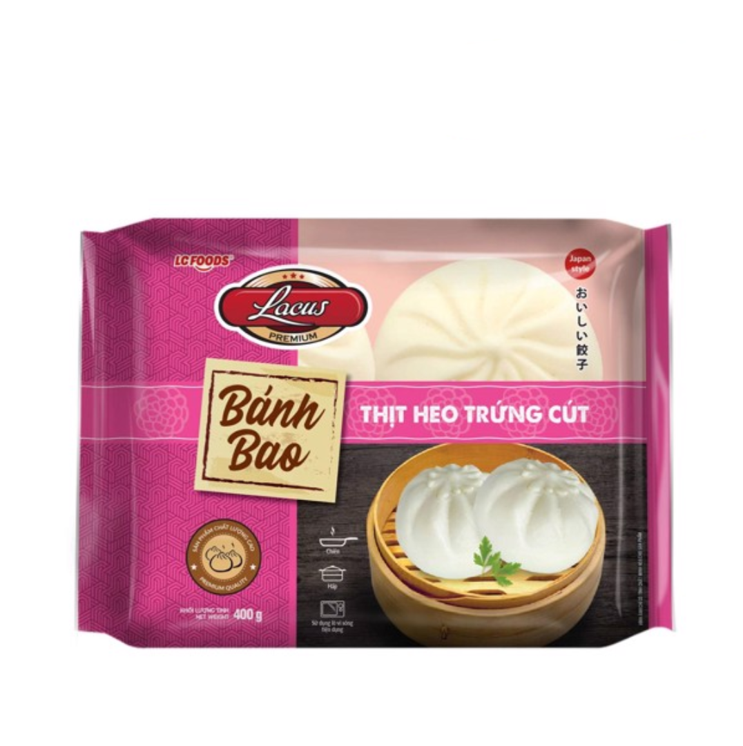  [Đông lạnh] Bánh bao nhân thịt heo trứng cút Lacusina 400 g (I0008144) 