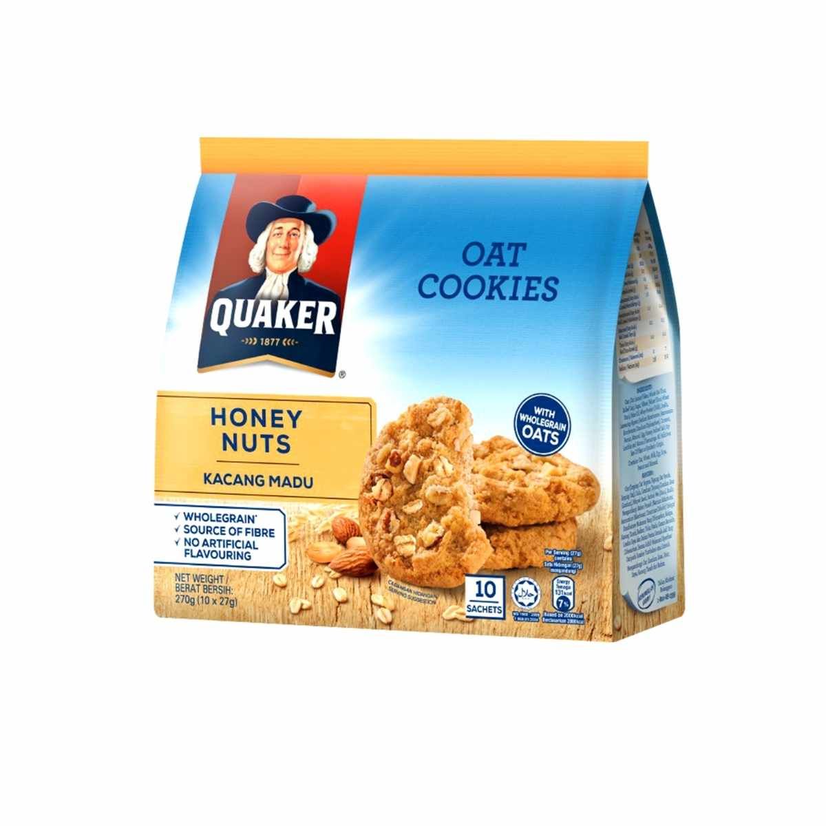  Bánh quy yến mạch Quaker hương hạnh nhân mật ong gói 250 g 