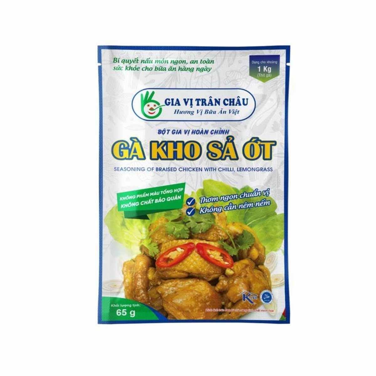  Bột Gia Vị Hoàn Chỉnh Gà Kho Sả Ớt Gia Vị Trân Châu gói 65 g 