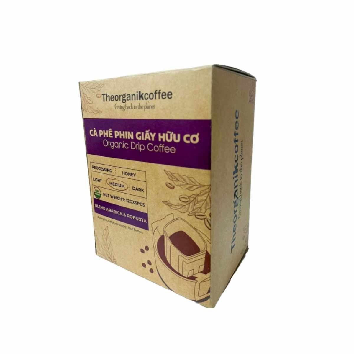  Cà phê Blend hữu cơ phin giấy TheorganiKcoffee - 5pcs/hộp 