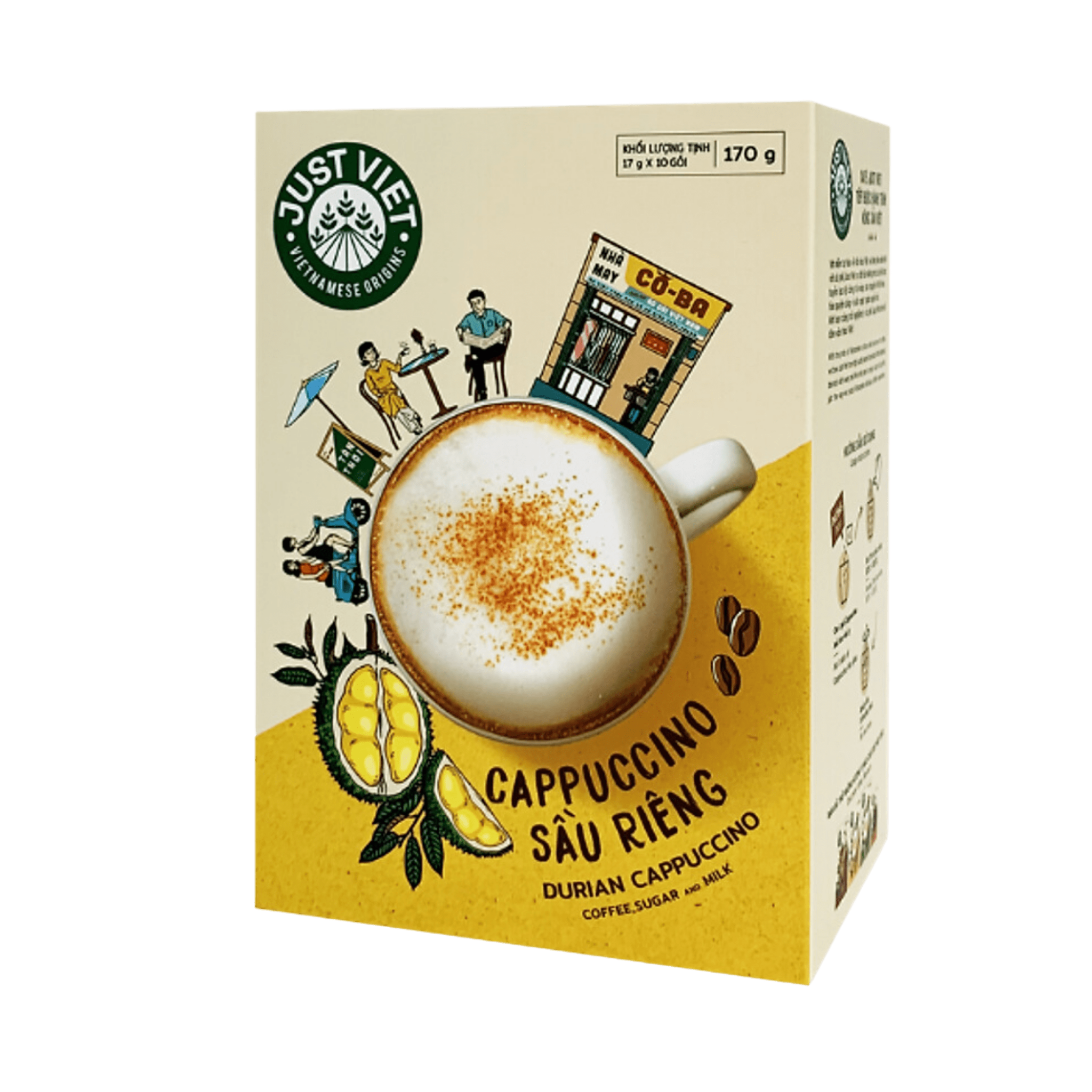  Cà phê cappuccino sầu riêng Just Việt 204 g 