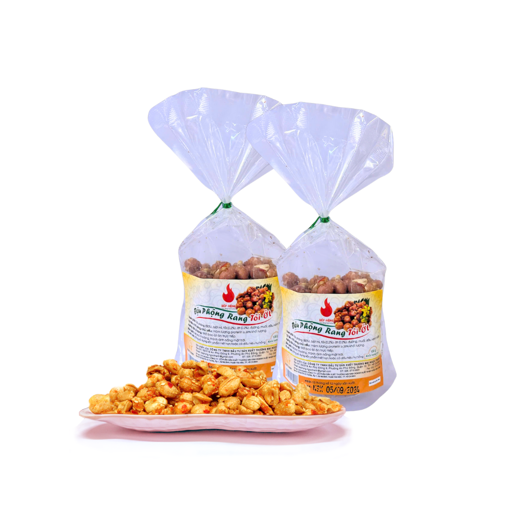  Đậu phộng rang tỏi ớt Bếp Hồng túi 100 g 