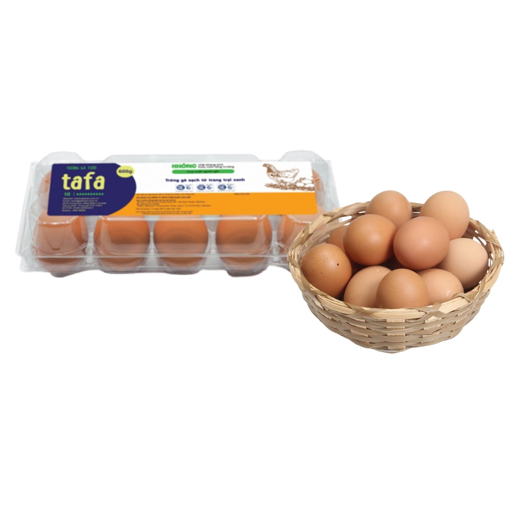  Trứng gà tươi Tafa 10 trứng Hộp nhựa (size 60g/trứng) 