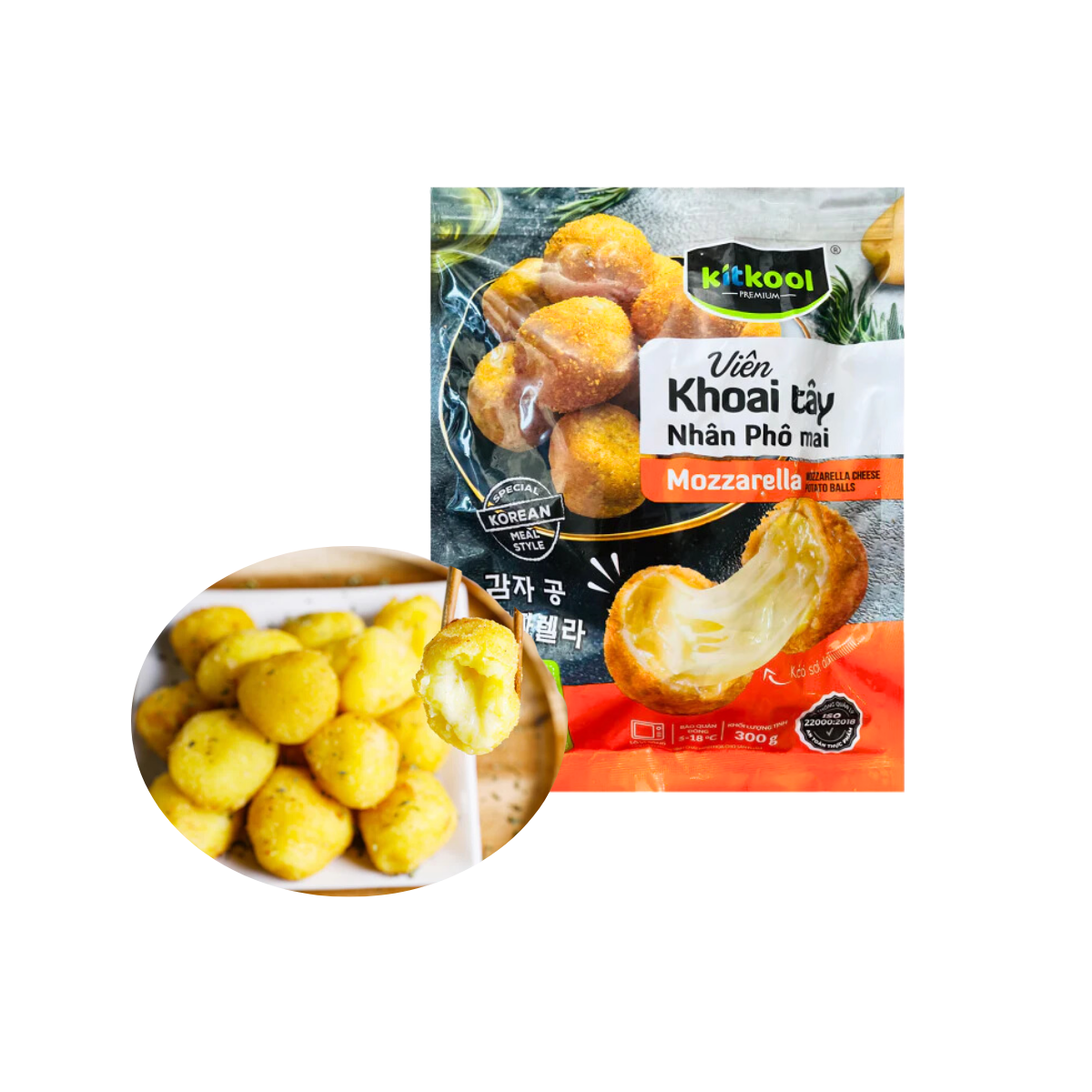  [Đông lạnh] Viên khoai tây nhân phô mai mozzarella Kitkool 300G (I0016410) 