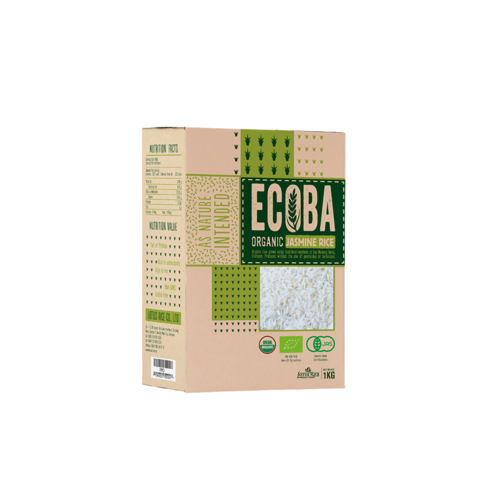  Gạo trắng hương lài ngọc mễ hữu cơ Ecoba 1 kg (I0001563) 
