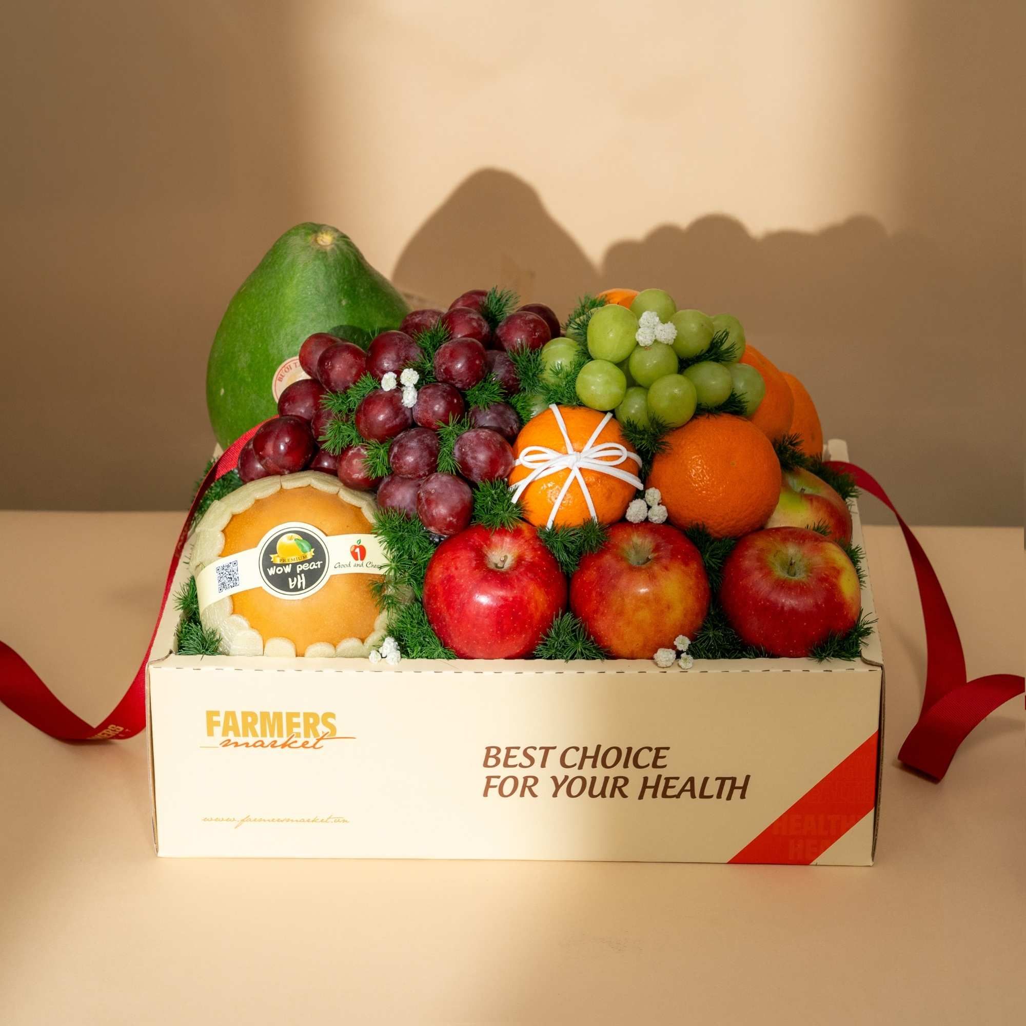  Giỏ Quà Trái Cây Tươi Tone Kem Tiêu Chuẩn 