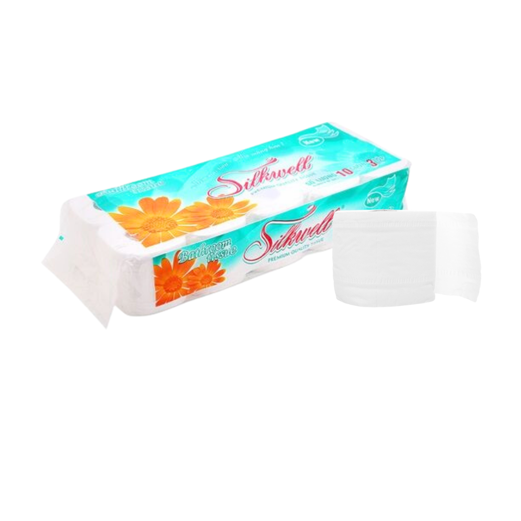  Giấy vệ sinh Silkwell Xanh Ngọc lốc 10 cuộn 3 lớp 