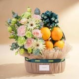  Giỏ Quà Cam Và Hoa Ohara Hồng tiêu chuẩn 