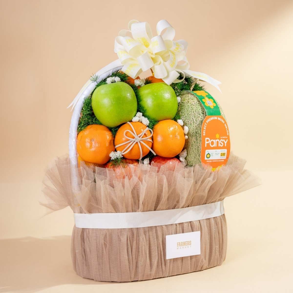  Giỏ Quà Trái Cây Hỗn Hợp Tone Nâu Nhạt Tiêu Chuẩn 