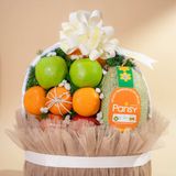  Giỏ Quà Trái Cây Hỗn Hợp Tone Nâu Nhạt Tiêu Chuẩn 