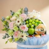  Giỏ Quà Trái Cây Hỗn Hợp Và Hoa Ohara Hồng Thanh Lịch 
